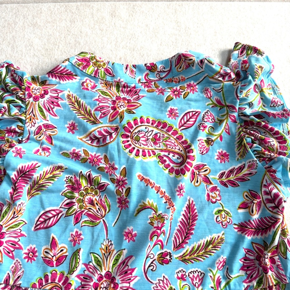 Dear Scarlett Lizzy Forever Flutter Sleeve Dress Small Blue/Pink Paisley NWT - Picture 6 of 8